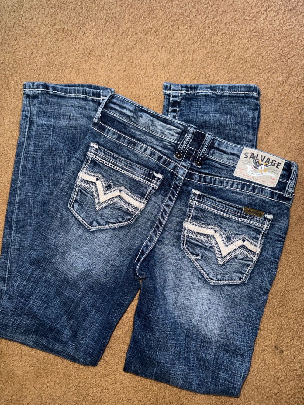 Salvage Men’s Slim Straight Blue Washed Denim Jeans